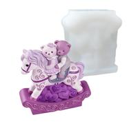 Silicone Horse Mold,Easy Release Flexible Tool - Bear Couple Riding Horse Figurine Mold - for Plaster Clay Epoxy Resin Soap Candle Chocolate Adults Family Boyfriend Girlfriend
