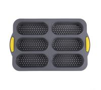Silicone Hot Dog Bun Pan 4 Cavity Non-Stick Baking Tray for Rolls Muffins Cupcakes Brownies Reusable Kitchen Bakeware Tool Dishwasher Safe Gray 14.7x9.6 Inch(Gray)