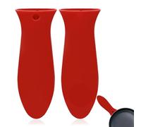 Silicone Hot Handle Holder, Potholder for Cast Iron Skillets, Rubber Pot Handle Sleeve Heat Resistant for Frying Pans & Griddles Sleeve Grip Handle Cover, Metal cookware Handles (2 Red)