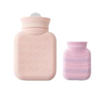 Silicone Hot Water Bottle 300ml with Soft Covering Sleeve Water Bag for Travel and Relief Holiday Women