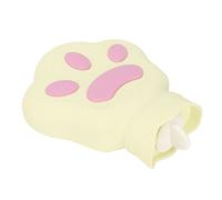 Silicone Hot Water Bottle Cartoon Bear Leakproof Microwave Heating Portable Hot Compress for Pain Relief and Warmth 450ml (Light Yellow)