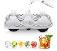 Silicone Ice Ball Maker Mould with Funnel Lid, Rose Diamond Ball Shapes Ice Cube Balls -5cm, Round Ice Cube Moulds for Whiskey Cocktails(6hole), Large Ice Cube Moulds for Freezer