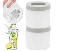 Silicone Ice Bucket,Cube Moulds TAIZER 2PCS Silicone Ice Bucket Maker Ice Cube Tray with Lid Small Ice Cube Tray Ice Lattice Ice Cube Mold Ice Trays Cylinder Ice Storage Box (Grey)