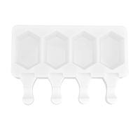 Silicone Ice Cream Making Mold Heat Resistant Ice Bar Mold Kitchen DIY Tool for Home Use (4 Consecutive Hexagonal Popsicles)