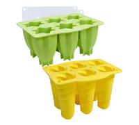 Silicone Ice Cream Moulds - 2 Pieces 6 Cavities for Making Chilled Desserts, Silicone AM Maker - Juice, Milk, Jam, Fruit Ice Cream