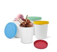 Silicone Ice Cream Tubs with Lids 4 Pack, 33 oz Reusable Freezer Containers for Sorbet Gelato Storage, Freezer Dishwasher Safe