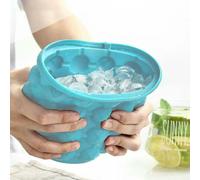 Silicone Ice Cube Maker Mold Tray with Lid Portable Bucket Wine Cooler Beer Cabinet Kitchen Party Beverage Whiskey (Green L)