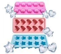 Silicone Ice Cube Moulds Set with Star, Heart and Paw Shapes, Novelty Ice Cube Tray for Creative Beverage Presentation, Ice Cube Tray Shapes for Cocktails and Soft Drinks, Dimensions 21.7 X 10.4 Cm