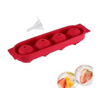 Silicone Ice Cube Tray - 4 Ice Maker for Cold Drinks - Round Ice Mould | for Men Bartender Entertainer Home Party Flat Summer Office Bar Cocktail Picnic Drinks Wine