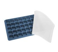 Silicone Ice Cube Tray 40 Cavity Reusable BPA Flexible Non Stick Ice Molds with Lid Heat Resistant for Cocktail Home Kitchen Bar Restaurant 22x14x3cm (Black) (Dark Green)