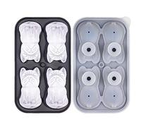 Silicone Ice Cube Tray, Bulldog Novelty Drink Tray with 4 Cavities Ice Cube Tray, Funny Shape, Dog Shape, Reusable - Easy Release Silicone Ice Ball Maker for Coffee, Lingjiong