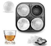 Silicone Ice Cube Tray Death Star Round, 3D Death Star Ball Ice Cube Trays, Reusable Ice Cube Tray with Lid and Funnel, BPA-Free, Easy to Release, for Ice, Whiskey, Cocktail, Juice