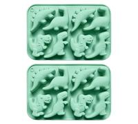 Silicone Ice Cube Tray Dinosaur Large Ice Cube Moulds Fondant Chocolate Candy Mold Biscuit Cake Candle Soap Mold Easy Release Pastry DIY Tool (2, Green)