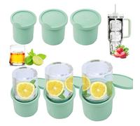 Silicone Ice Cube Tray for Stanley Cup, Pack of 3 Ice Cube Tray with Lid for Stanley Thermal Cups, Ice Cube Tray for Coffee Cocktails Whisky Drinks (Green)