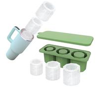 Silicone Ice Cube Tray for Stanley, Reusable Ice Cube Tray and Mold for 30-40oz Tumblers, Silicone Ice Cube Trays with Lid for Freezer Drinks Coffee Whiskey(Green)