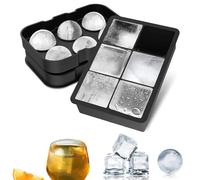 Silicone Ice Cube Tray, Large Ice Cube Moulds for Easy Release, Reusable BPA Free Ice Tray for Whiskey, Cocktails, Baby Food, Craft, Homemade, Black（Set of 2）