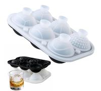 Silicone Ice Cube Tray, Large Ice Cube Tray with Lid, 5 cm Round Ice Cube Ball, 6 Compartments, BPA-Free Ice Cube Tray for Beer, Cocktails, Whisky