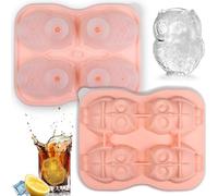 Silicone Ice Cube Tray, Owls, 4 Cute 3D Owl Ice Cube Trays, Owl Shaped Ice Cube Tray, Reusable Ice Cube Tray with Lid and Funnel, BPA-Free, for Ice, Whiskey, Cocktail, Juice