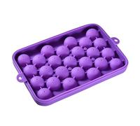 Silicone Ice Cube Tray with 25 Round Grids, Compact Ice Box for Small Balls, Versatile Freezer Mould for Cocktails, Whisky, Cold Drinks, Flexible Baking Mould for Creative Kitchen, Lightweight (Purple