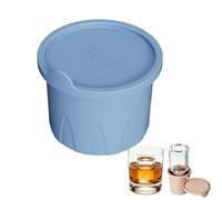 Silicone Ice Cube Tray with Leakproof Lid, Hollow Cylinder Ice Mold, Easy Release Reusable Ice Maker for Freezer, Stackable Ice Blocks for Cocktails, Long Drinks, Whiskey, Iced Coffee (Blue, 3st)