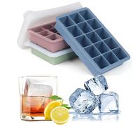Silicone Ice Cube Tray with Lid, 3 Pack Ice Cube Tray Large 45 Cubes Ice Cube Mold for Freezer, Whiskey, Cocktail, Drinks, Souper, BPA Free & Easy Release