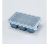 Silicone Ice Cube Tray with Lid 6 Cavity Large for Freezer Easy Release Whiskey Cocktail Balls Stackable Design PP Frame 11.5cm(Blue)