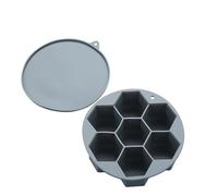 Silicone Ice Cube Tray with Lid, 7 Large Honeycomb Cells, 16.8 cm, Easy Release (Grey)