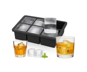 Silicone Ice Cube Tray, XXL Cubes, Ice Mould Holder, Square-Shaped, Container