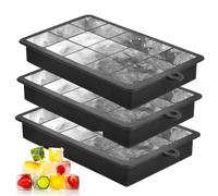 Silicone Ice Cube Trays 3-Pack - 45 Large Square Molds (3.3x3.3 cm) with Lid - Perfect for Whisky & Cocktails - BPA Free
