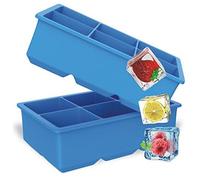 Silicone Ice Cube Trays - Large Ice Cube Moulds - Square Ice Cube Molds - BPA Free Reusable Ice Cube Moulds - Large Square Moulds for Cocktail, Whiskey (Blue Set of 2)