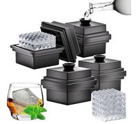 Silicone Ice Cube Trays with Funnel Lid, Large Ice Cube Mould, Rhombic Ice Tray Easy Release, 7cm Slow Melting Big Ice Cubes Perfect for Whiskey, Cocktail and Any DIY Drink (4)