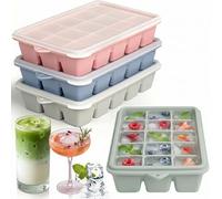 Silicone Ice Cube Trays with Lid, 3 Pack 15 Square Ice Cube Moulds for Freezer, BPA Free Flexible Silicone Ice Tray for Whiskey, Cold Drinks, Drinks, Souper, G&T, Cocktails