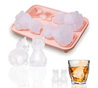 Silicone Ice Cube Trays with Lid, Cute Cat Ice Molds, Big Ice Cube Molds for Cocktails, Ice Cube Trays for Freezer, 4 Fun Ice Cube for Whiskey, Bourbon, Scotch, Coffee, Juice