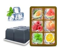 Silicone Ice Cube Trays with Lids,Large Square Ice Cube Molds for Freezer, Whiskey, Cocktail, Stackable Flexible and Reusable & Easy Release BPA Free (2 Pack&Dark Gray and Army green)