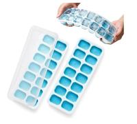 Silicone Ice Cube Trays with Non-Spill Lids, Easy to Remove Ice Cube Tray, Flexible Silicone 14 Large Ice Cubes Moulds, Parties, Drinks, Cocktails, Baby Foods and Frozen Liquids 2pk