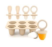 Silicone Ice Lolly Mould,Mini Ice Lollies Moulds with Teething Sticks for Kids Little Hands 6X 17ml Baby Ice Lolly Moulds BPA Free Freezer & Dishwasher Safe for Kids Toddlers (Beige)
