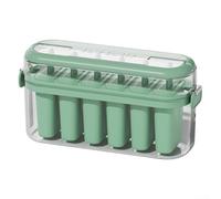 Silicone Ice Lolly Moulds | 6 Cavity Maker Set | Reusable PET PP Ice For Mold with For Easy Release | Portable Treat Maker for Juice Milk Yogurt |(Green)