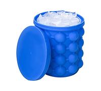 Silicone Ice Maker, Blue Large Silicone Ice Bucket, 2 in 1 Ice Cube Maker, Quick Cooling Ice Bucket Ice Cube Storage Bucket Ice Cube Making Mold for Party, Match, Picnic, Coctail