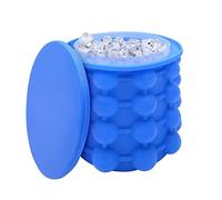 Silicone Ice Maker, Blue Large Silicone Ice Bucket, 2 in 1 Ice Cube Maker, Quick Cooling Ice Bucket Ice Cube Storage Bucket Ice Cube Making Mold for Party, Match, Picnic, Coctail