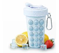 Silicone Ice Maker Cup 600ml Flexible Bubble Ice Maker for Chilling, Cylinder Squeeze Molds with Straw, Squeeze Ice Maker with Stainless Steel Inner, Flexible Ice Cube Making Cup (Light Blue)