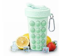 Silicone Ice Maker Cup 600ml Flexible Bubble Ice Maker for Chilling, Cylinder Squeeze Molds with Straw, Squeeze Ice Maker with Stainless Steel Inner, Flexible Ice Cube Making Cup (Light Green)
