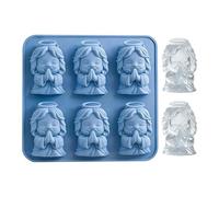 Silicone Ice Mould - Easy Release 6 Cavities - 3D Jesus in Prayer Mould - for Whisky Drinks Juices Lemonade Party Kitchen Picnic Camping