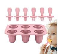 Silicone Ice Pop Molds - 6 Grids Baby Po-psicle Mold | Reusable Easy Release Ice Lolly Moulds with Sticks | Silicone Freezer Treats Tray for Making Homemade Desserts Jelly Lollipop (Pink)