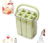 Silicone Ice Stick Tray with Storage Caddy - 6/12 Cavity Silicone Ice Stick Set with Lid & Handle, Easy Release Long Ice Cube Stick Maker for Fruit, Juice, Yogurt (Green-S)