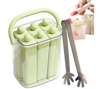 Silicone Ice Stick Tray with Storage Caddy, Long Stick Ice Cube Tray, 6/12Cavity Reusable Silicone Mold with Lid & Handle, Easy Release Icecube Maker for Popsicles Dessert Cocktail，Green：S (6 Sticks)