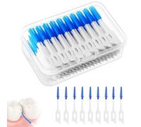 Silicone Interdental Brushes for Teeth Cleaning - 220 Pieces Dual-Use Dental Floss Sticks - Dental Picks with Storage Case - Portable Tooth Gap Cleaning Brushes for Braces and Oral Care (Blue)