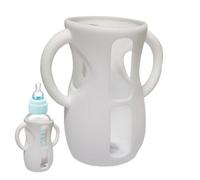 Silicone Jacket - 240ml Glass Flask Shield, Guard, Grip Handles, Drop Proof Cover for Nursing Trip Kitchen Travelcase Picnic Garden Shower Carry Bag Organizer Easy Clean CarePlusOK