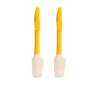 Silicone Jam Spreader Spatula 2 Packs for Cooking Utensils Small Spatulas for Baking Utensil for for Jar Peanut Butter Jelly Spreader Chocolate with Handle Can Opener End (2 Pairs Yellow)
