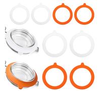 Silicone Jar Gaskets, 8 PCS Rubber Seals Rings, 4x3.75 Inch And 4x4.5 Inch, Airtight Leakproof Replacement For Mason Regular Mouth Canning Jars, Orange And White