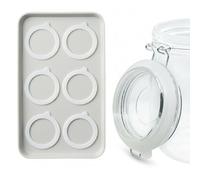 Silicone Jar Seals, 6 Pcs Premium White Silicone Canning Jar Gaskets Airtight Leakproof Replacement Rings for Mason Regular Mouth Glass Canning Jar(White)